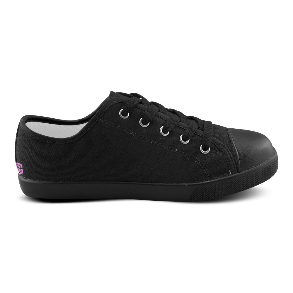 BLACK CANVAS KID SHOES pink logo Canvas Kid's Shoes (Model 016)