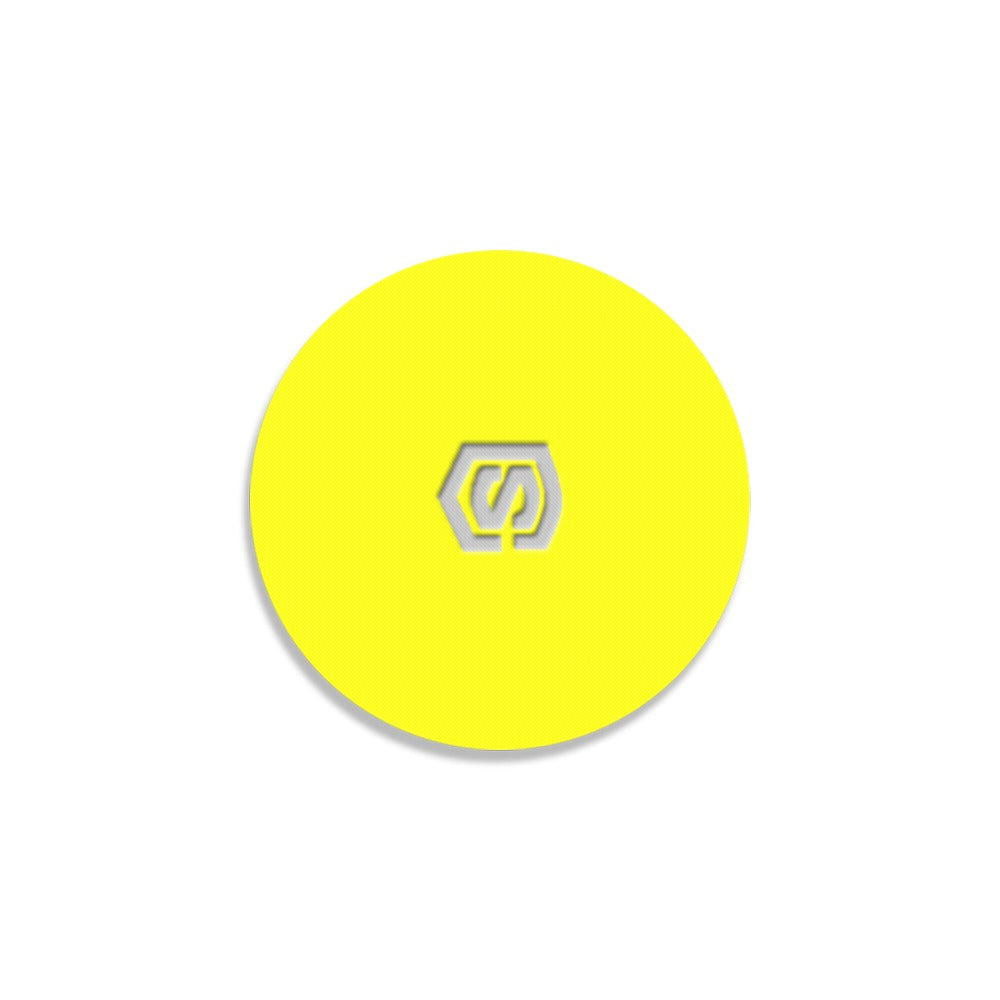 Yellow Round Coaster with Silver Logo Round Coaster
