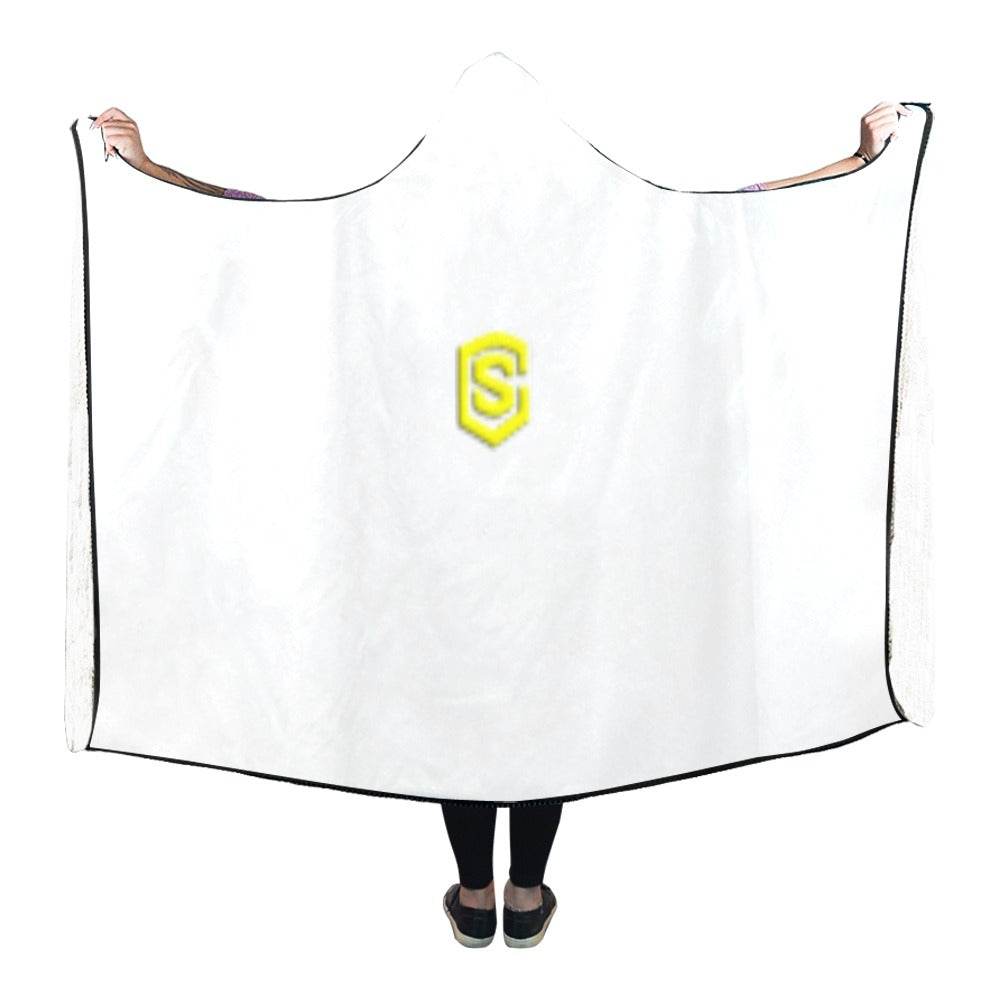 WHITE Hooded Blanket WHITH YELLOW LOGO Hooded Blanket 80"x56"