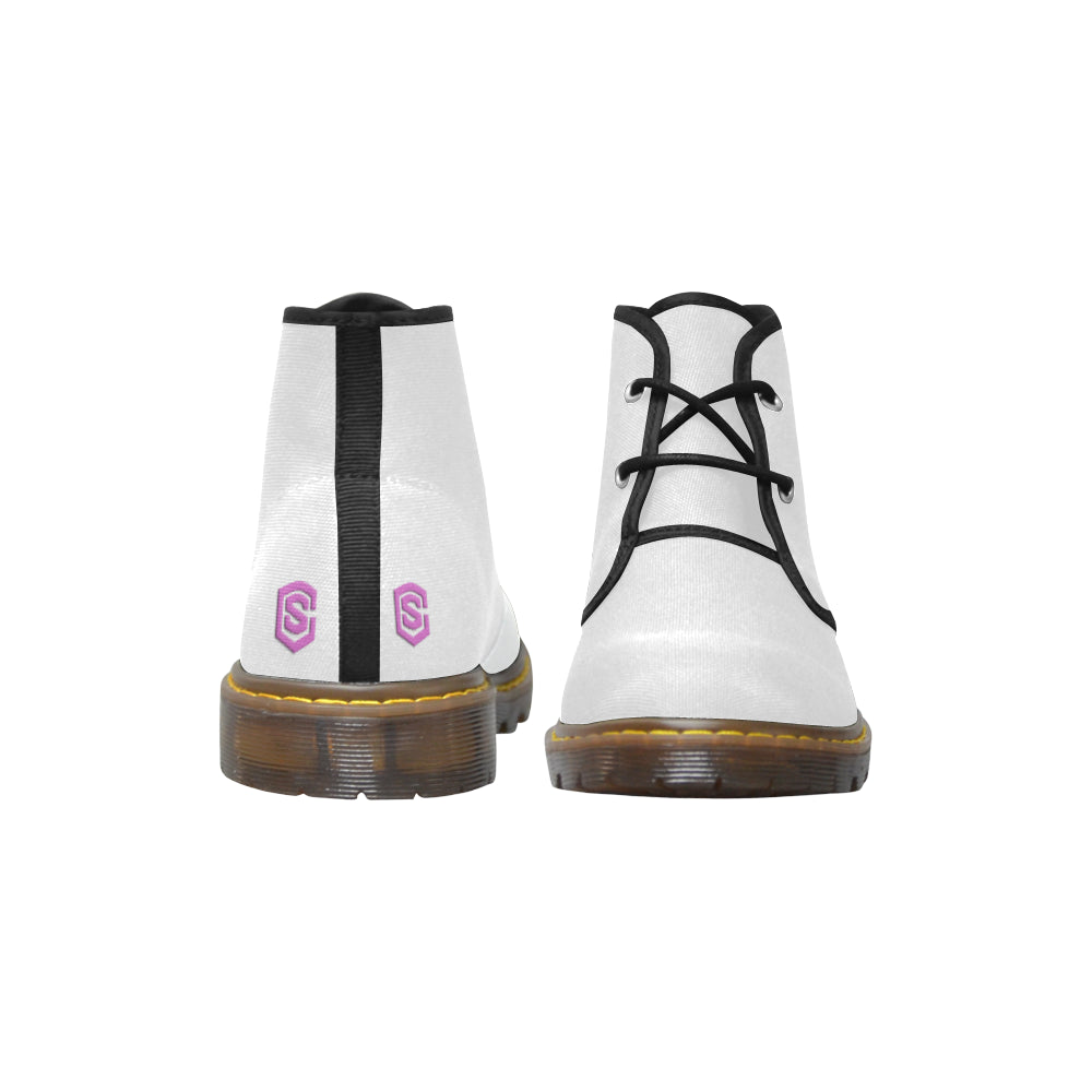 pink logo Women's Canvas Chukka Boots (Model 2402-1)