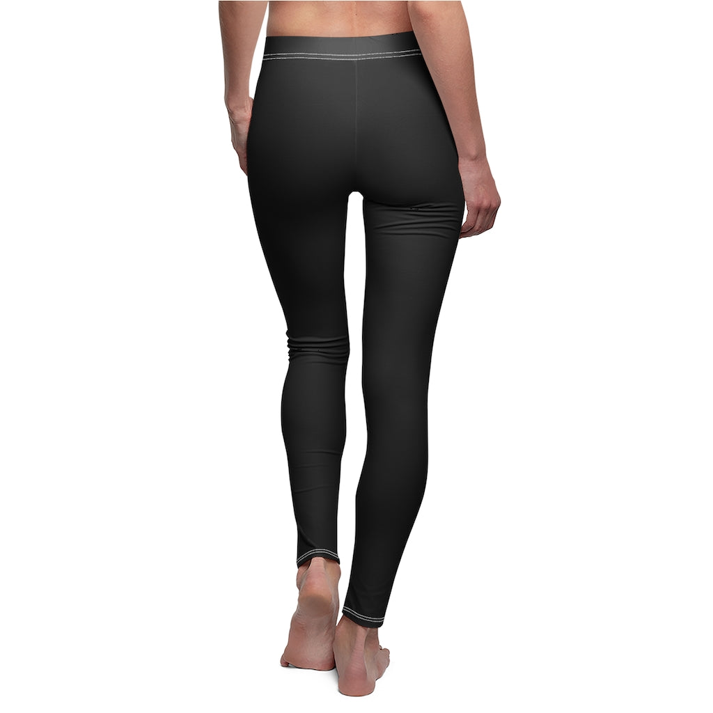 Black Women's Cut & Sew Casual Leggings Black logo