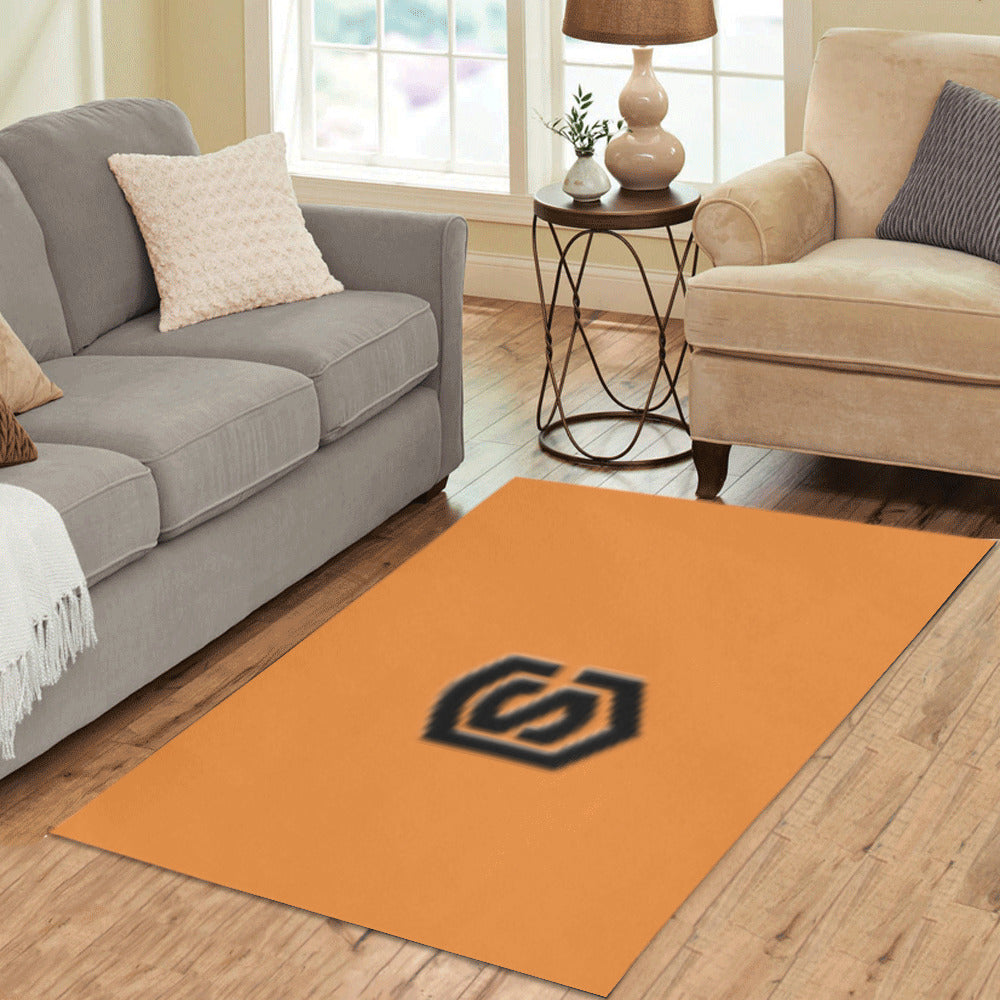 Orange Area Rug Black Logo Area Rug 5' x 3.2'