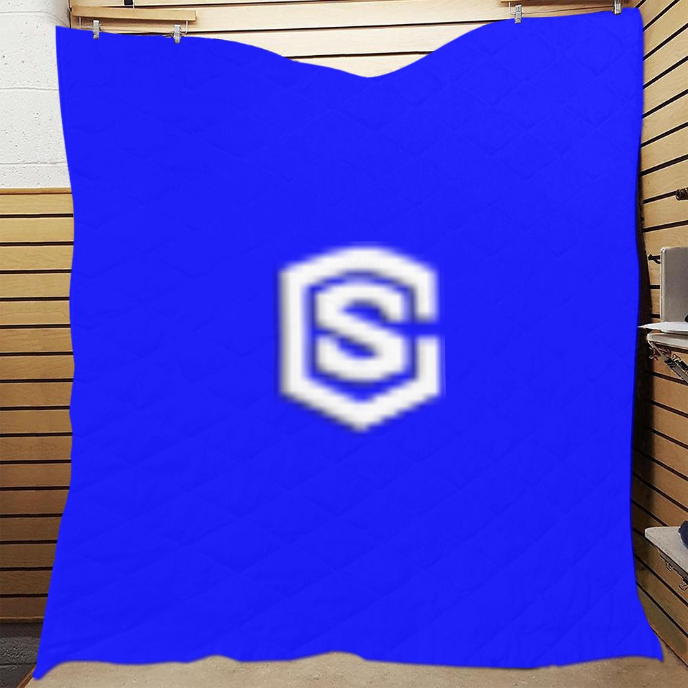 Blue Quilt with White Logo Custom Quilt 70" x 80"