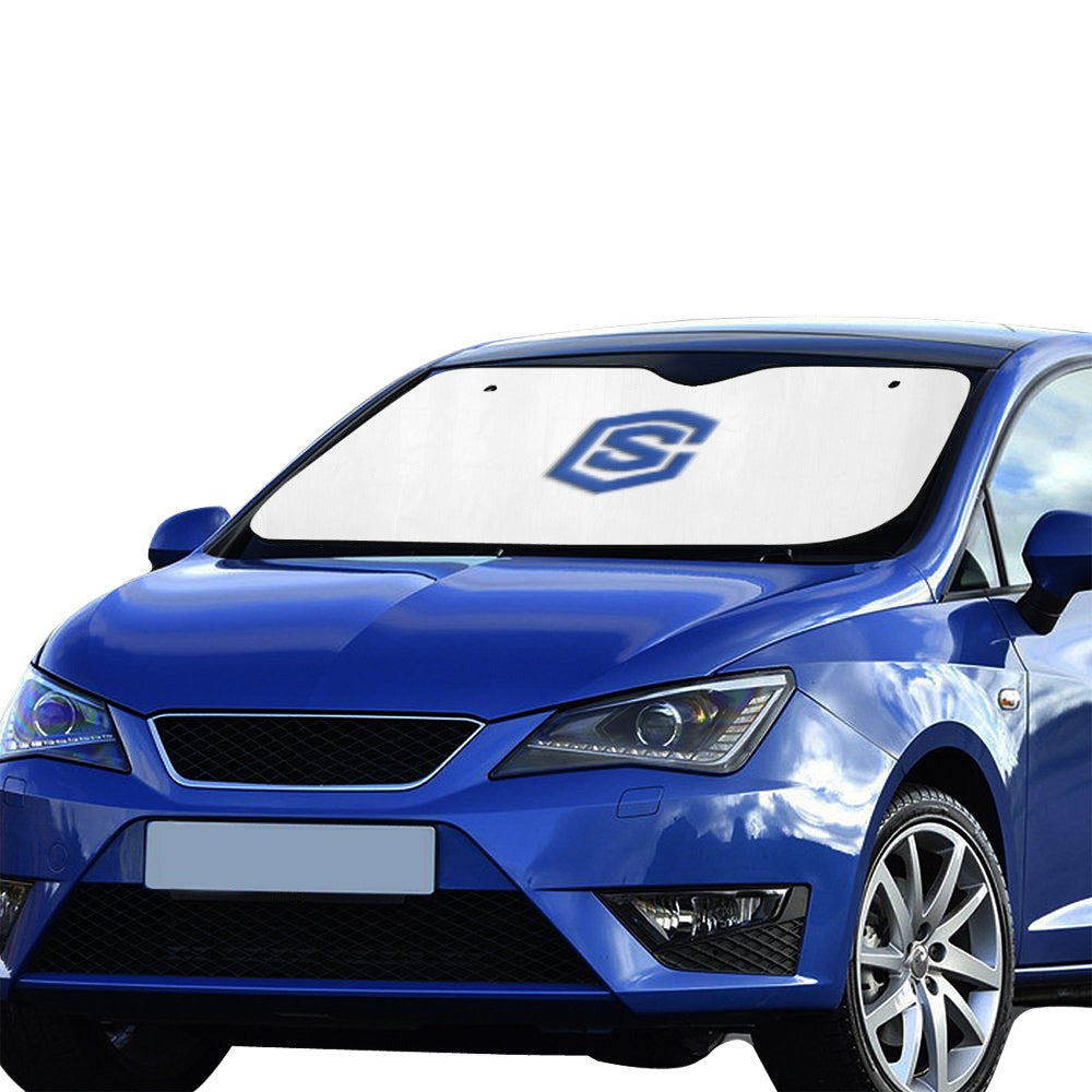 WHITE AUTO SUN SHADE WITH BLUE LOGO Auto Sun Shade 55" x 29.53"