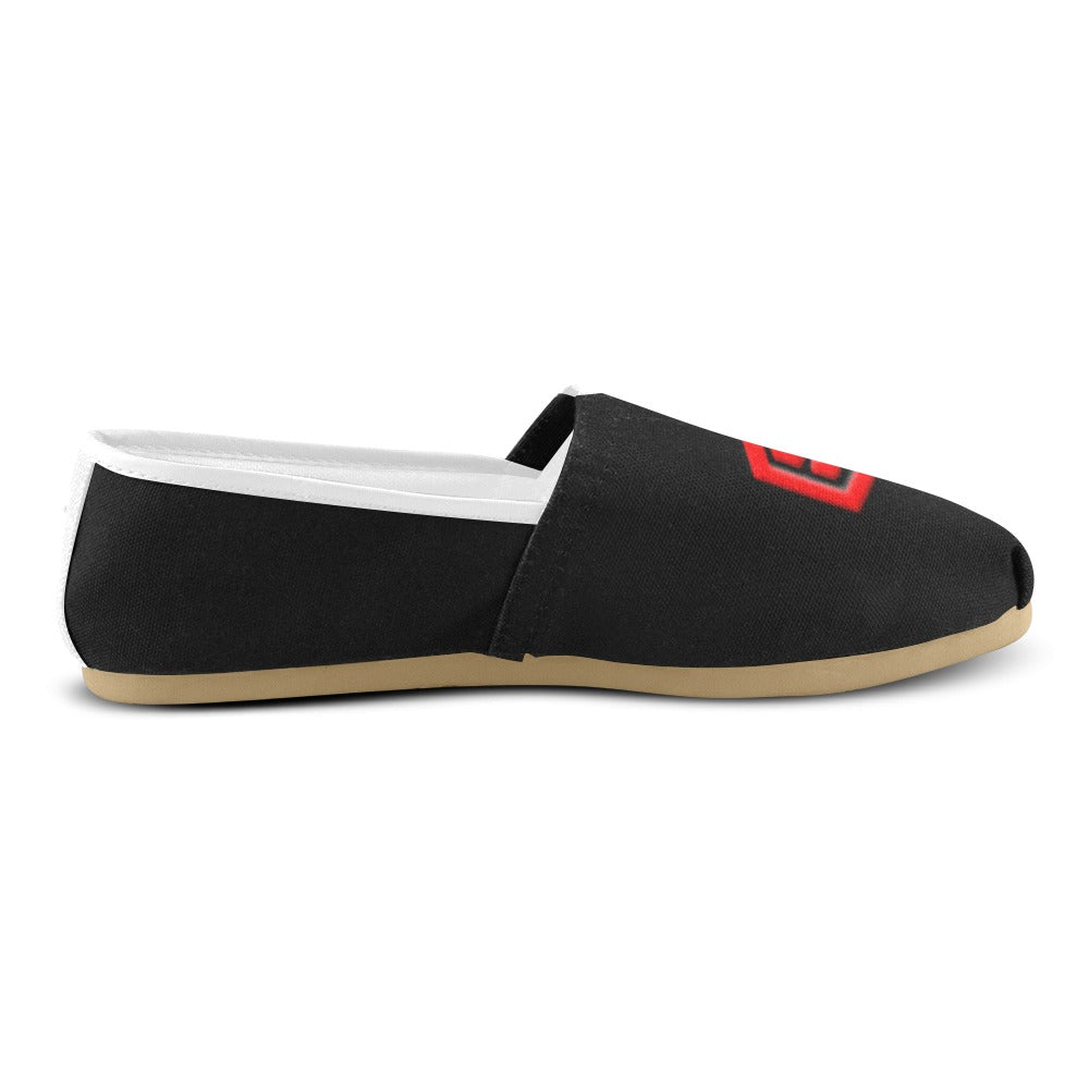 BLACK Casual Canvas Women's WITH RED LOGO Casual Canvas Women's Shoes (Model 004) (Designs are mirrored)