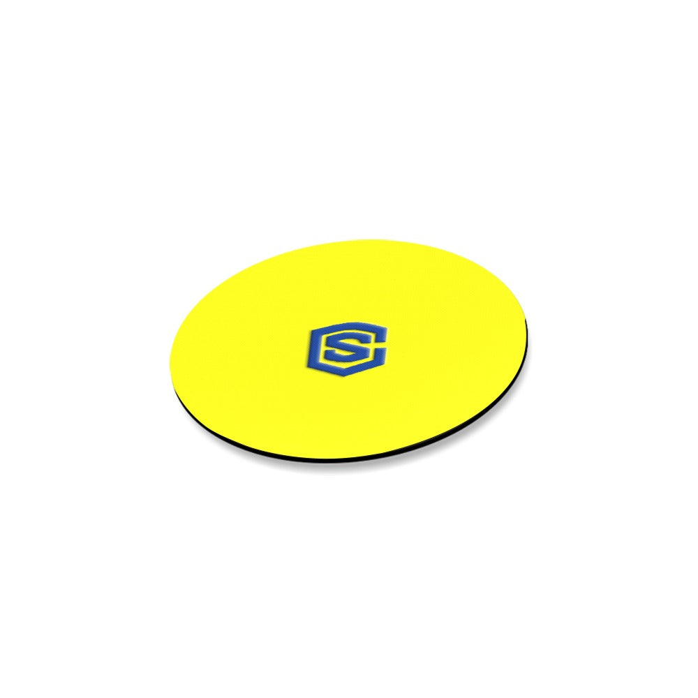 Yellow Round Coaster with Blue Logo Round Coaster