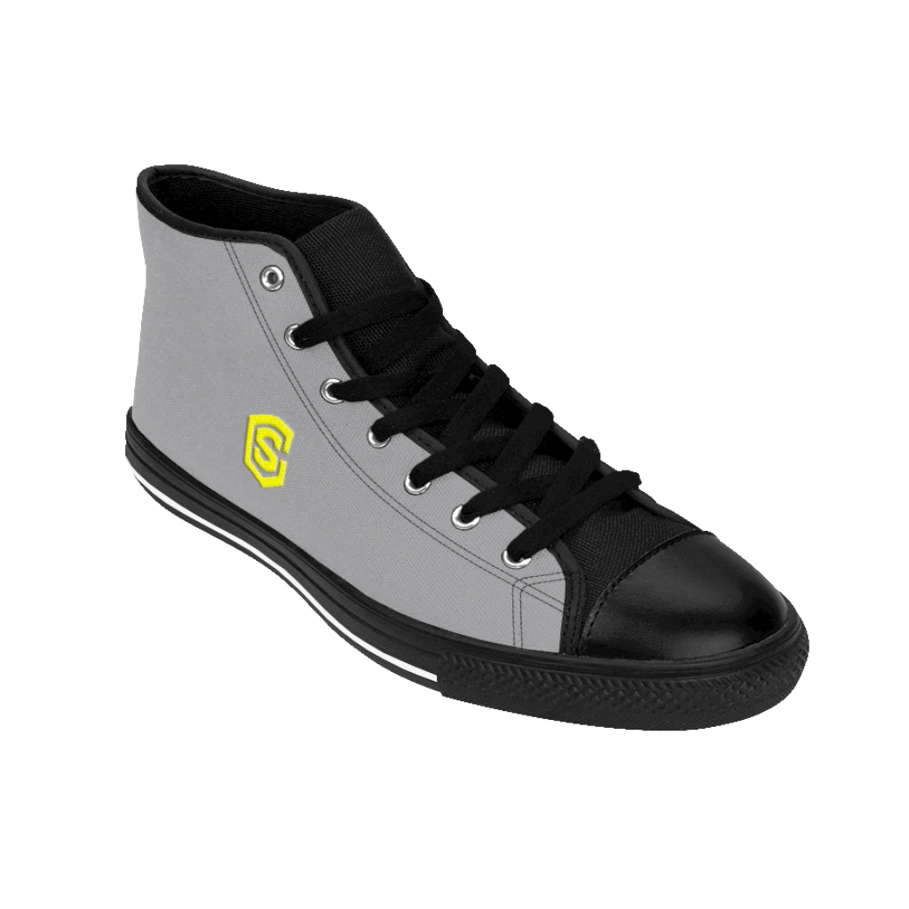 grey Men's High-top Sneakers - yellow logo
