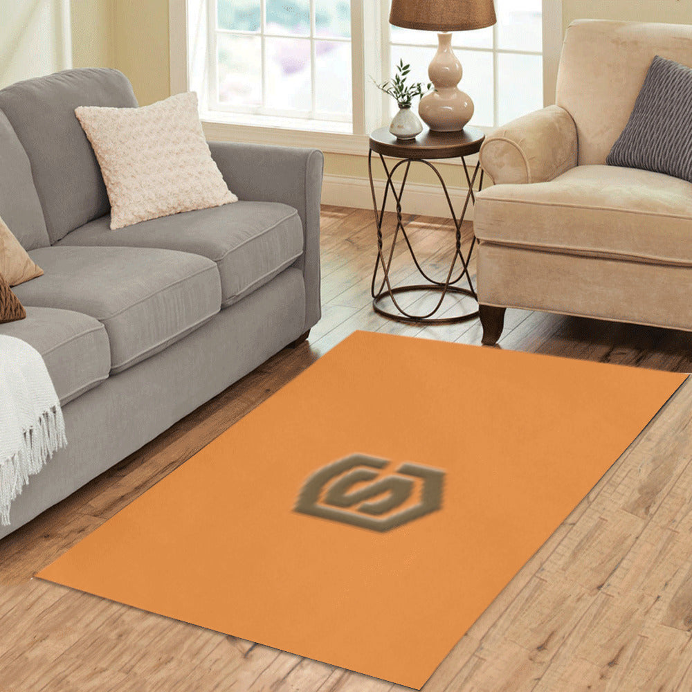 Orange Area Rug Brown Logo Area Rug 5' x 3.2'