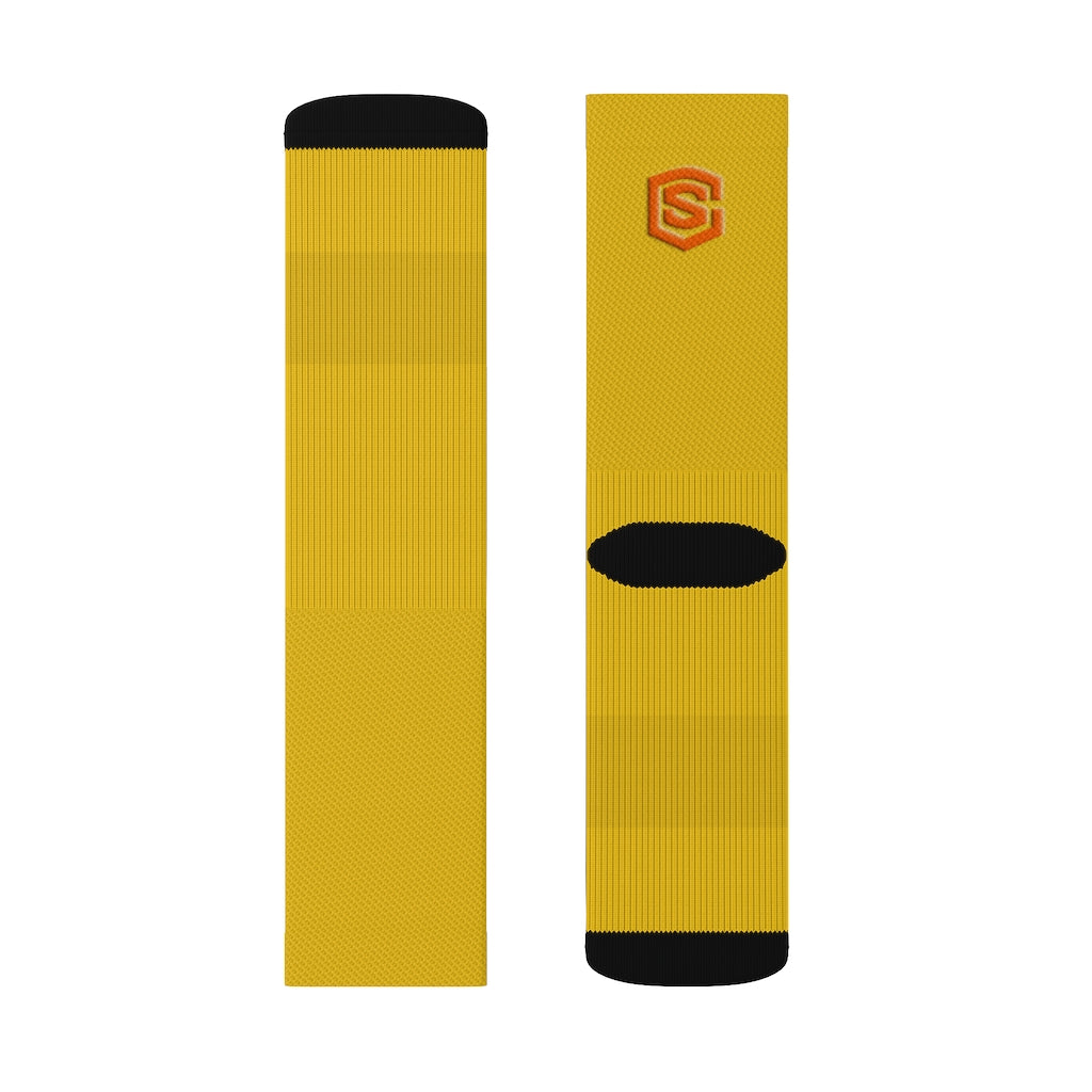 Yellow Sublimation Socks Orange Logo