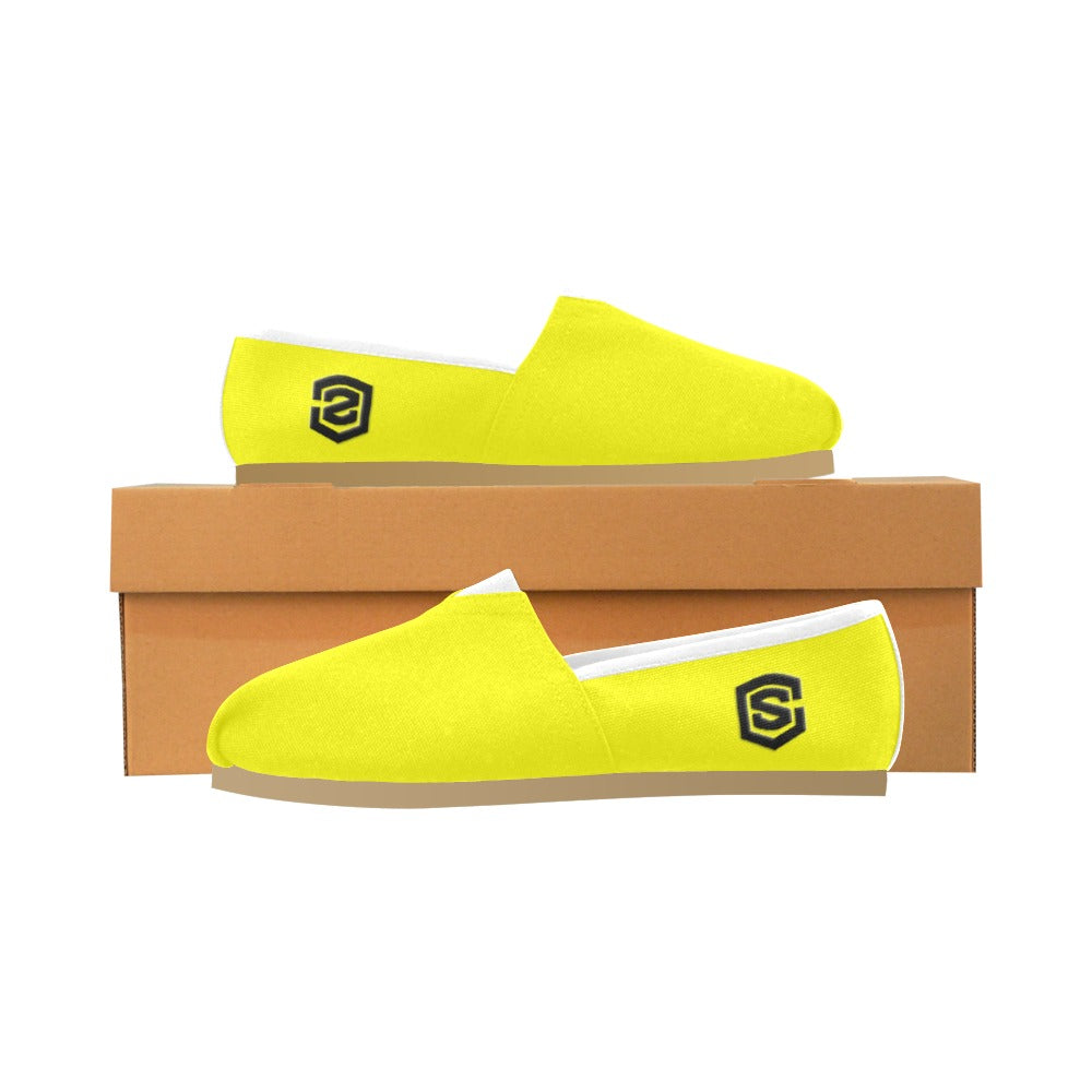 YELLOW casual shoes for women WITH BLACK LOGO Casual Canvas Women's Shoes (Model 004) (Designs are mirrored)