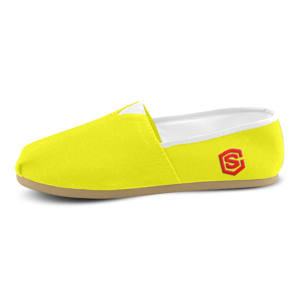 YELLOW casual shoes for women WITH RED LOGO Casual Canvas Women's Shoes (Model 004) (Designs are mirrored)