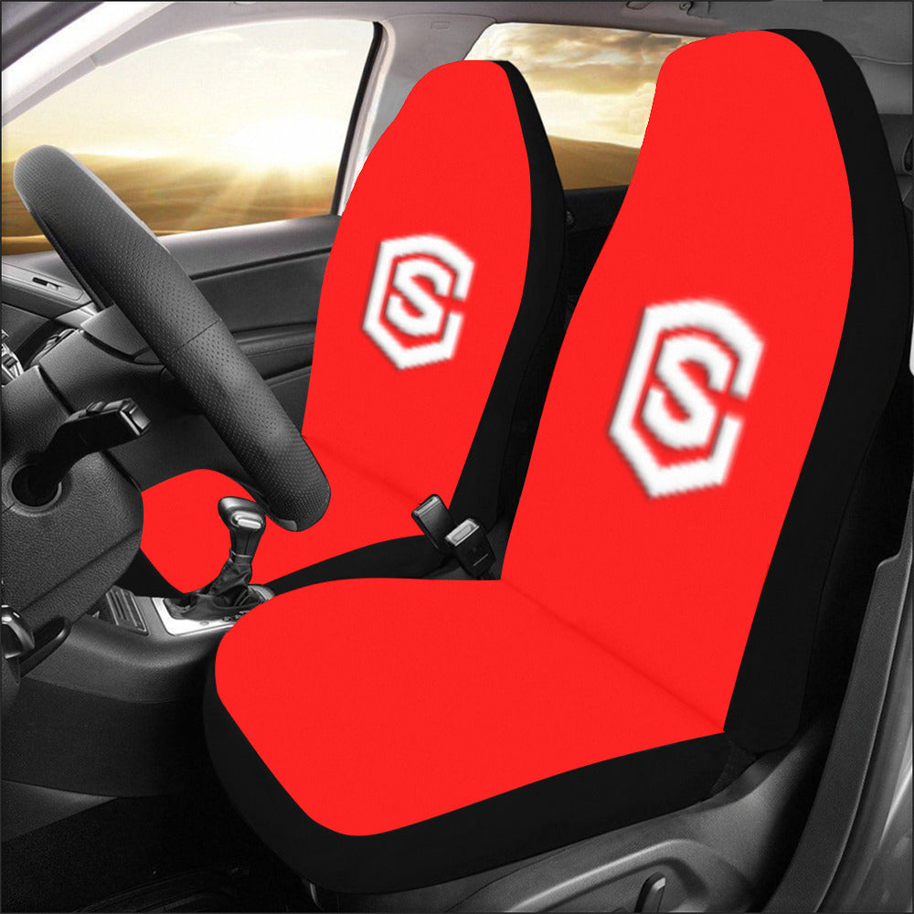 Red Car Seat Covers White Logo Car Seat Covers (Set of 2)
