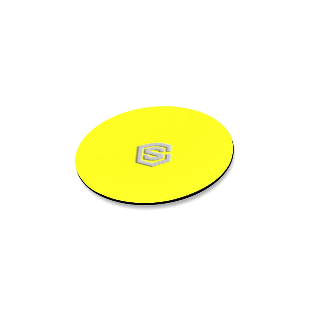 Yellow Round Coaster with Silver Logo Round Coaster