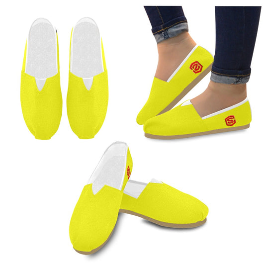 YELLOW casual shoes for women WITH RED LOGO Casual Canvas Women's Shoes (Model 004) (Designs are mirrored)