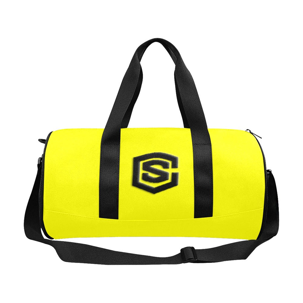 YELLOW TRAVEL BAG WITH BLACK LOGO Travel Duffel Bags (Model 1679)