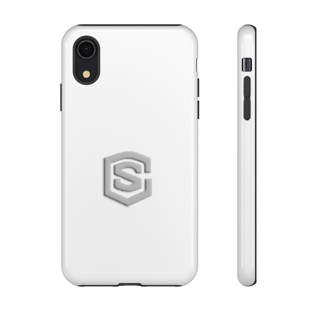 White Tough Cases Silver Logo