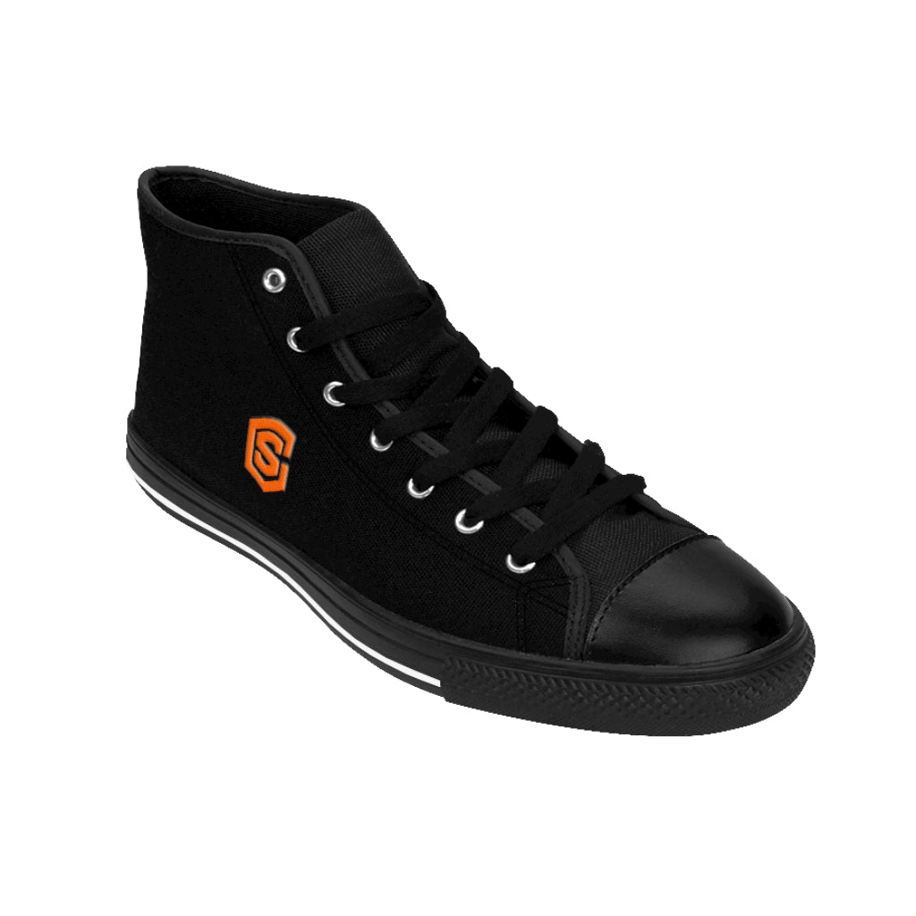 Black Men's High-top Sneakers - orange logo