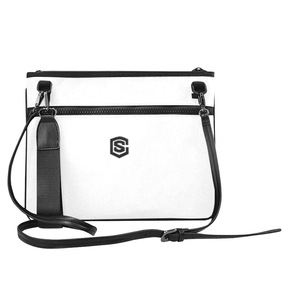 WHITE SLIM CLUTCH BAG black logo Slim Clutch Bag (Model 1668)