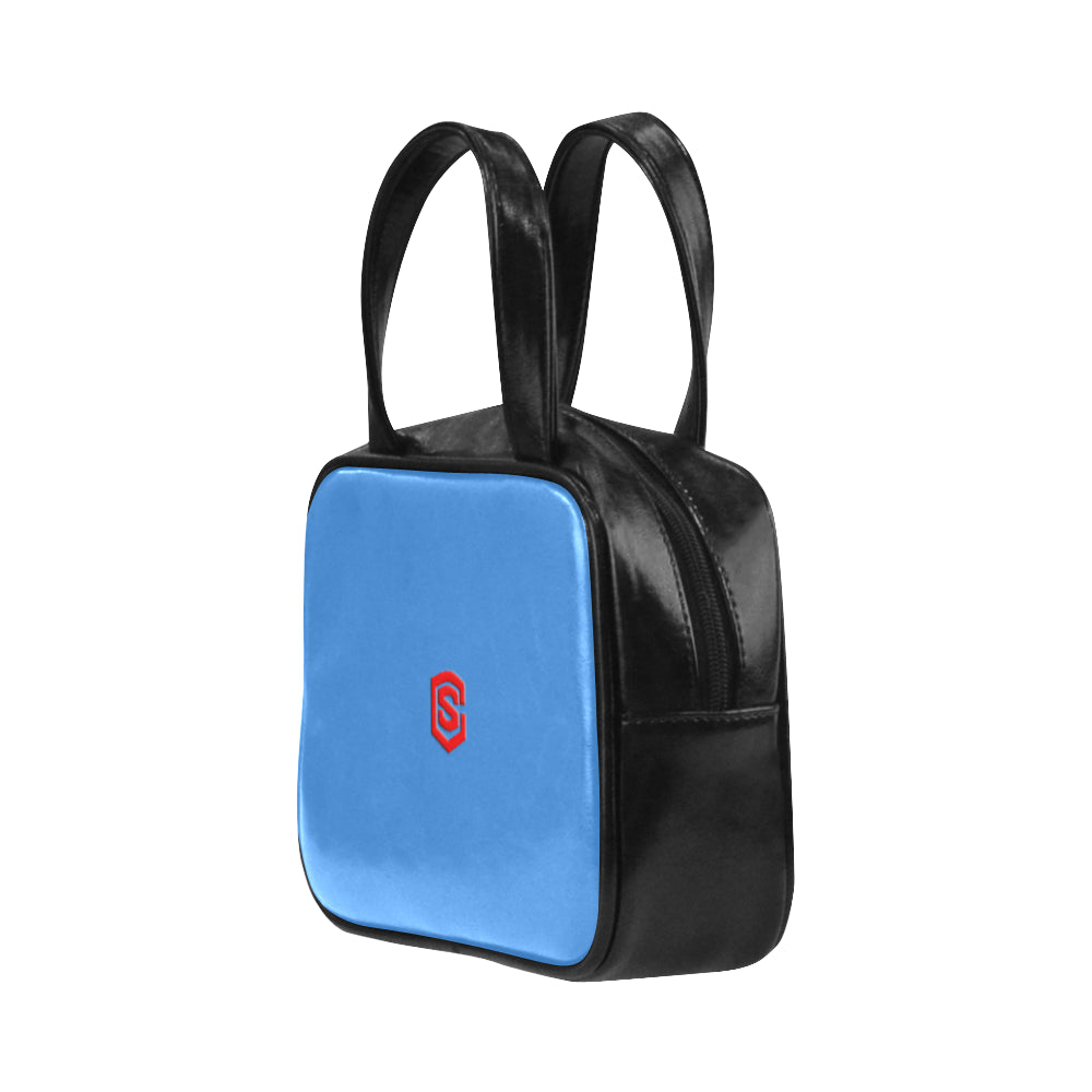 BLUE LEATHER TOP HANDLE HANDBAG red logo Leather Top Handle Handbag (Model 1662)