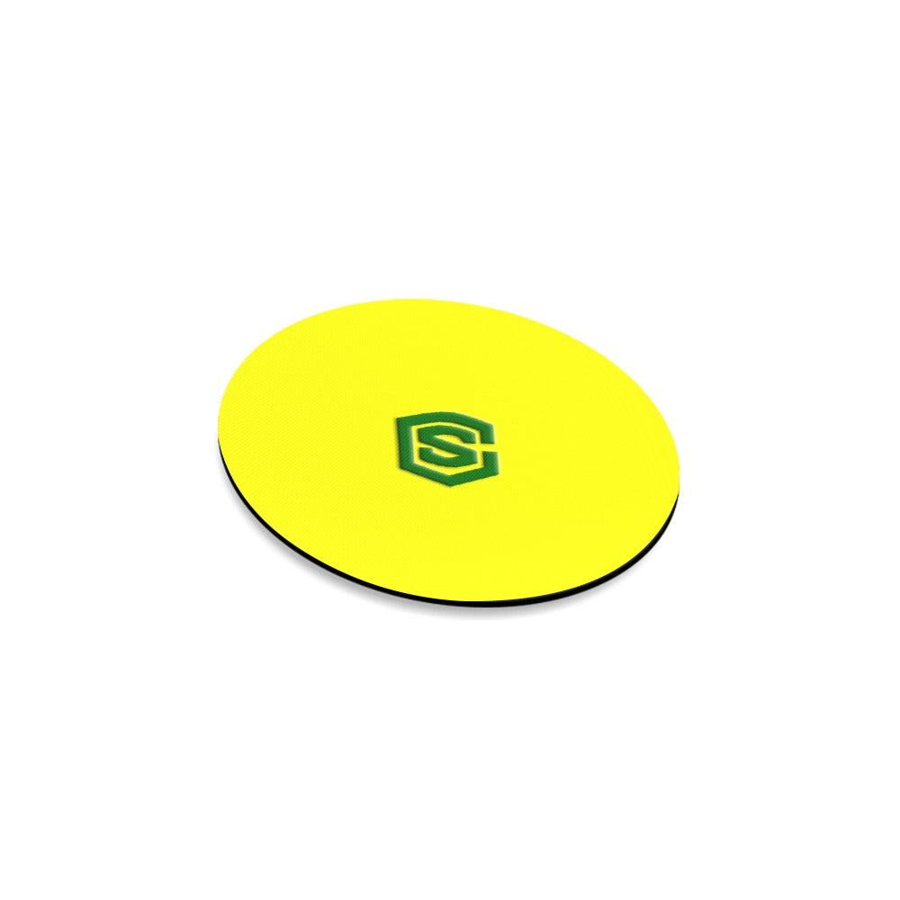 Yellow Round Coaster with Green Logo Round Coaster