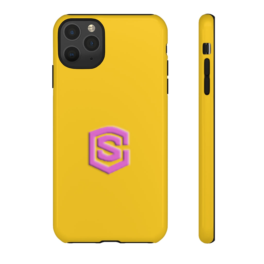 Yellow Tough Cases Pink Logo