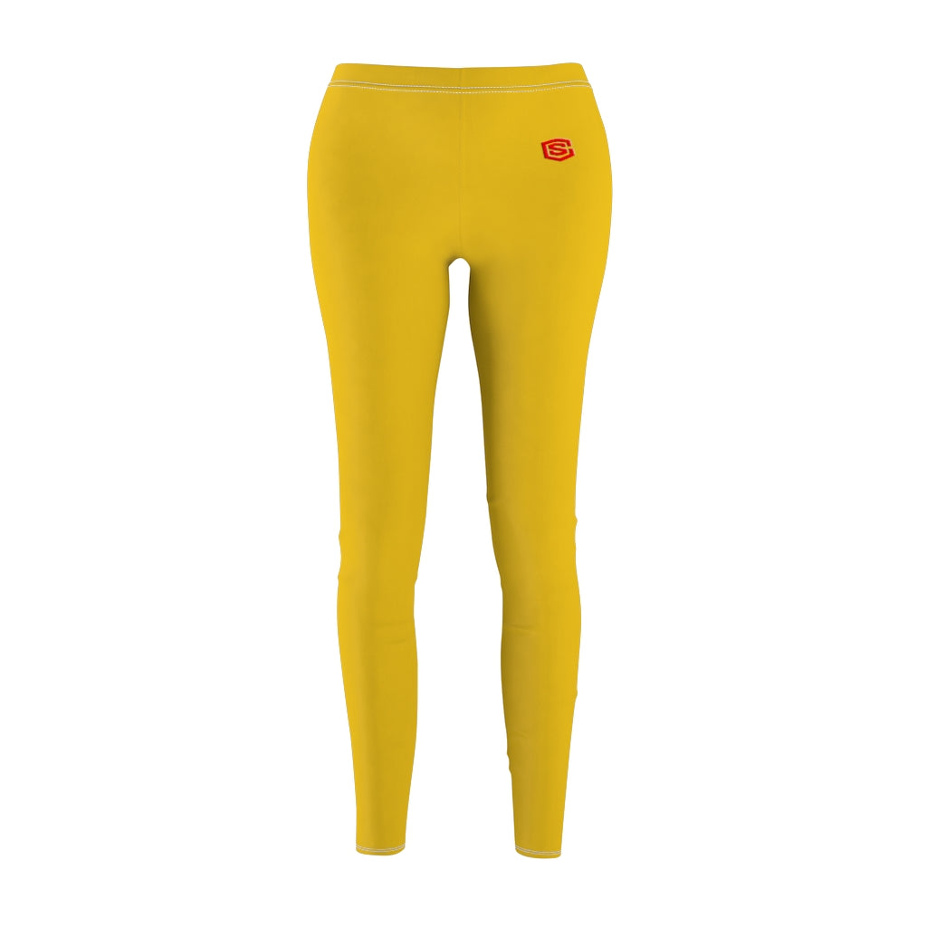 Yellow Women's Cut & Sew Casual Leggings Red logo