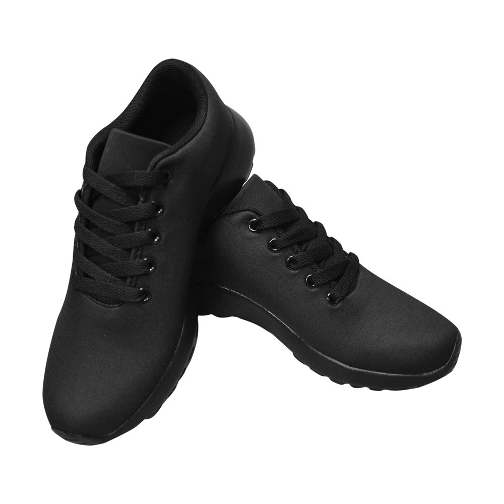 BLACK KID SNEAKER WITH BLUE LOGO Kid's Sneakers (Little Kid / Big Kid) (Model020)