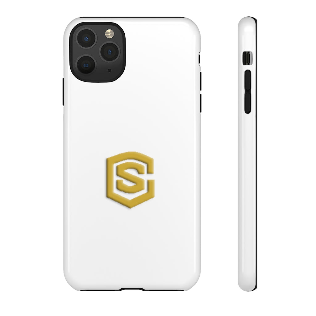 White Tough Cases Gold Logo
