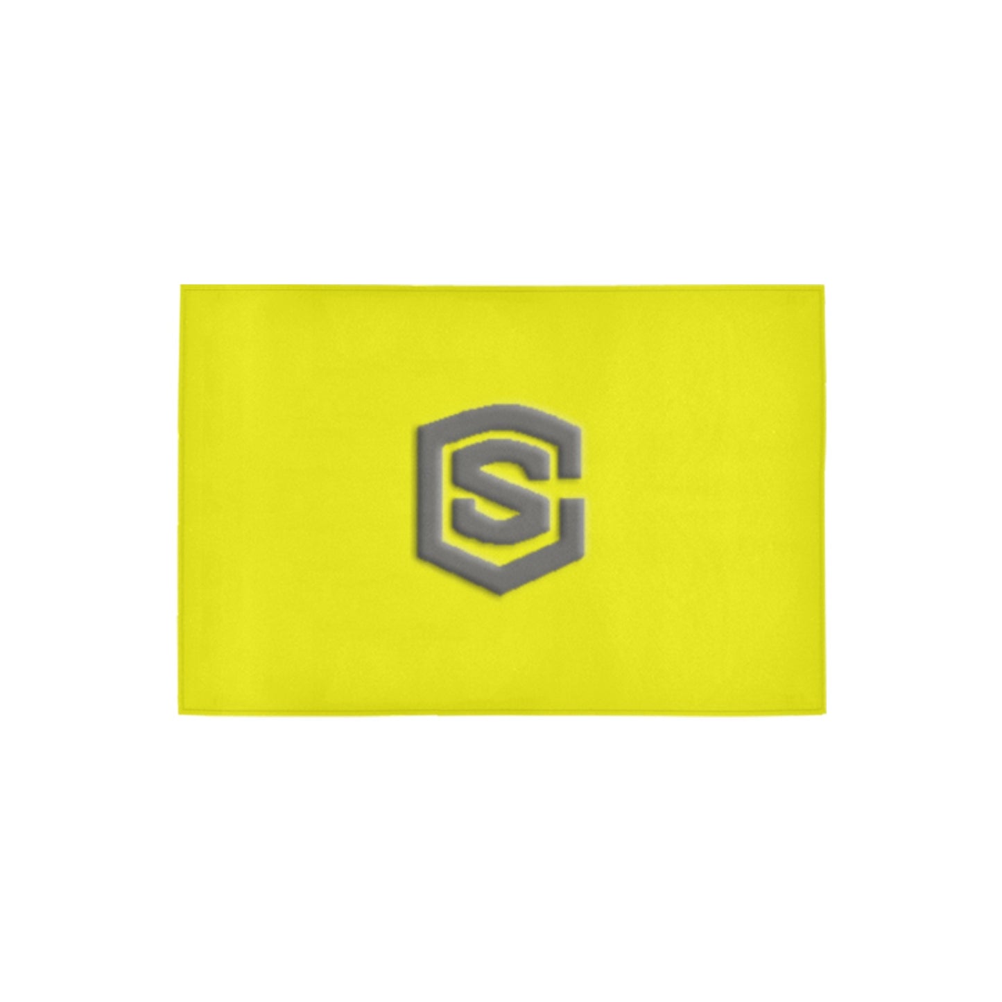 Yellow Door Mat with Gray Logo Doormat 24" x 16" (Sponge Material)