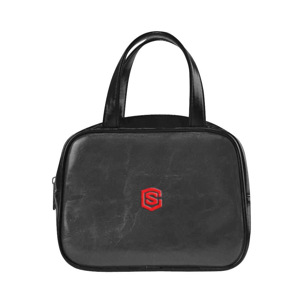 BLACK LEATHER TOP HANDLE HANDBAG red logo Leather Top Handle Handbag (Model 1662)