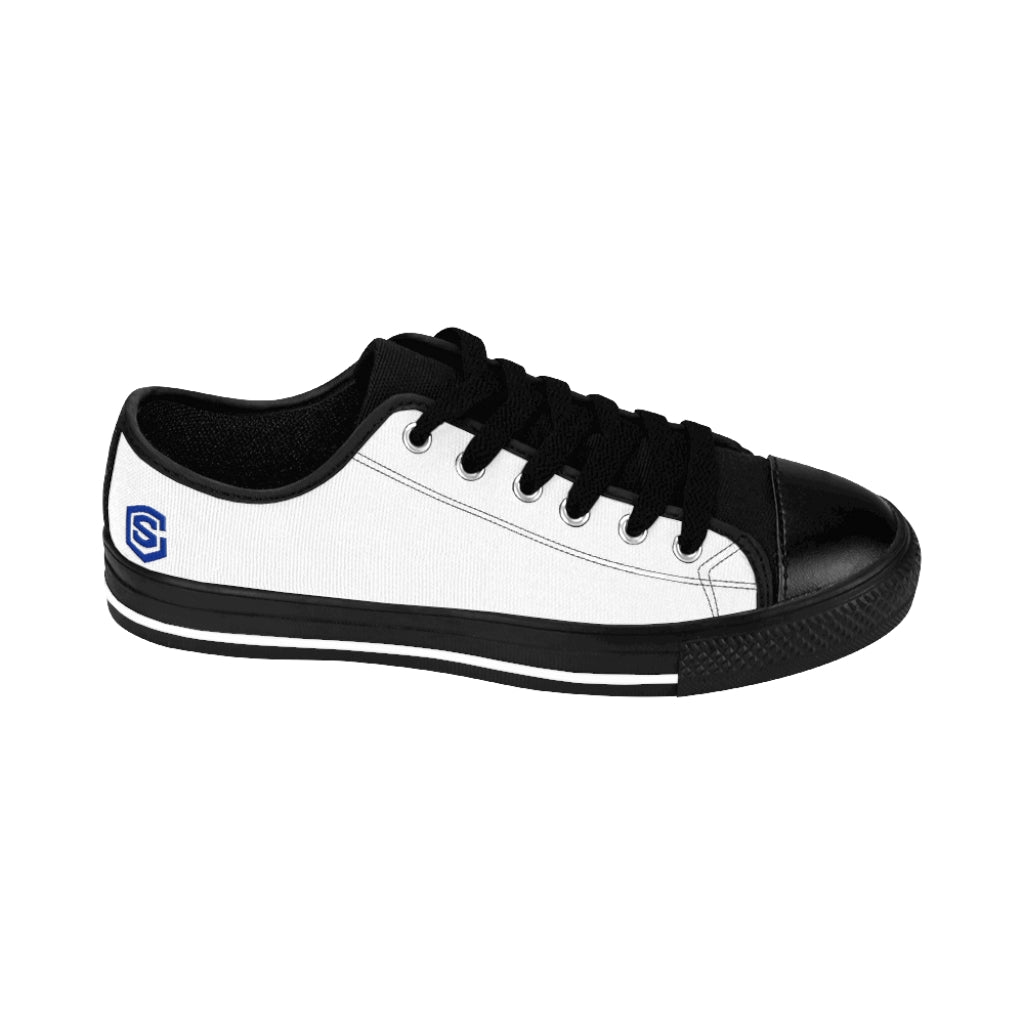 white Women's Sneakers Blue logo