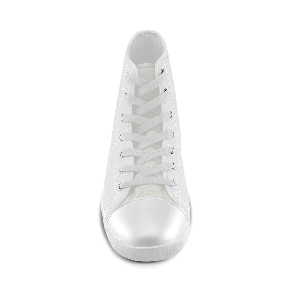 GRAY CANVAS KID SHOES brown logo High Top Canvas Kid's Shoes (Model 002)