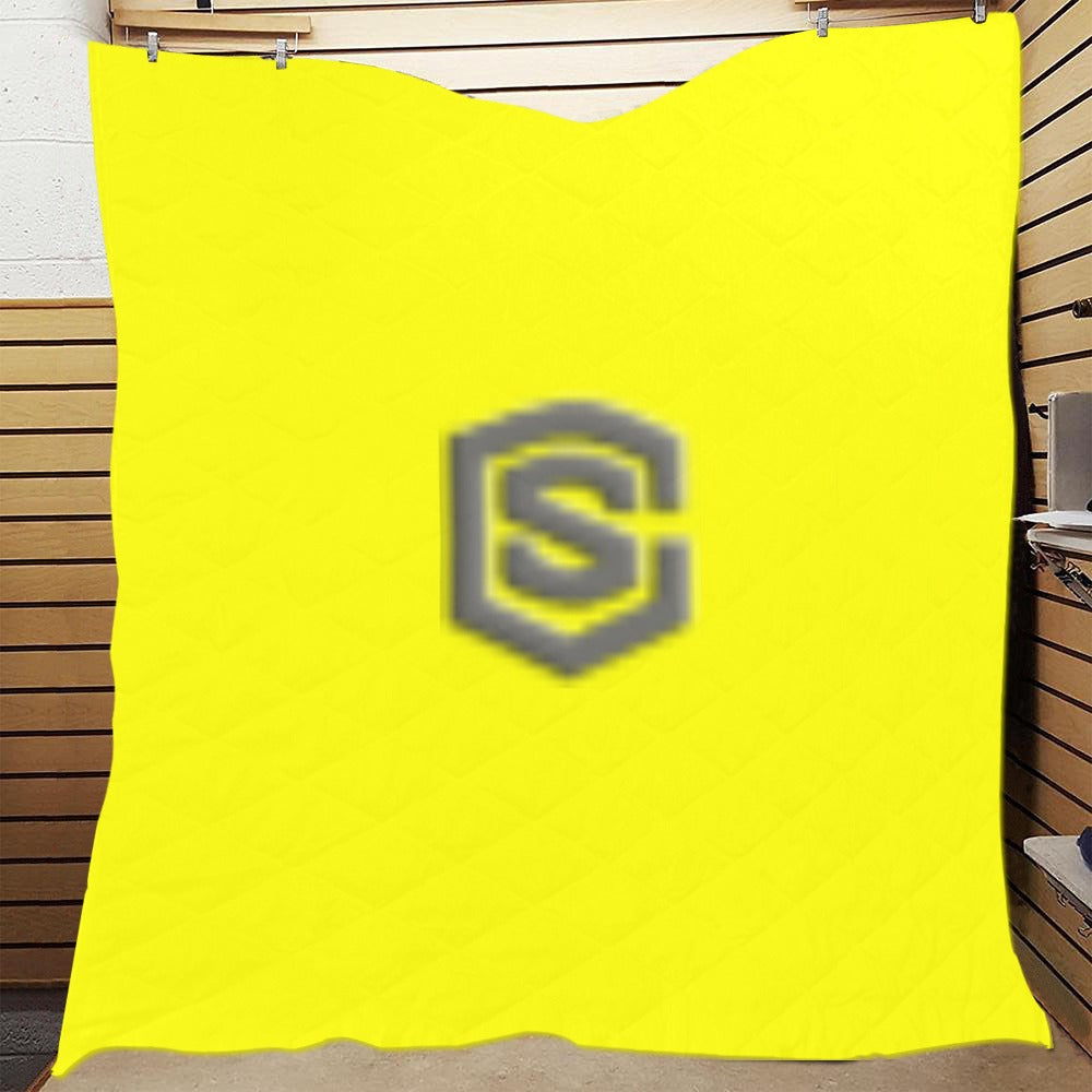 Yellow Quilt with Gray Logo Custom Quilt 70" x 80"