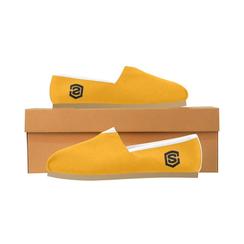 ORANGE casual shoes for women WITH BLACK LOGO Casual Canvas Women's Shoes (Model 004) (Designs are mirrored)