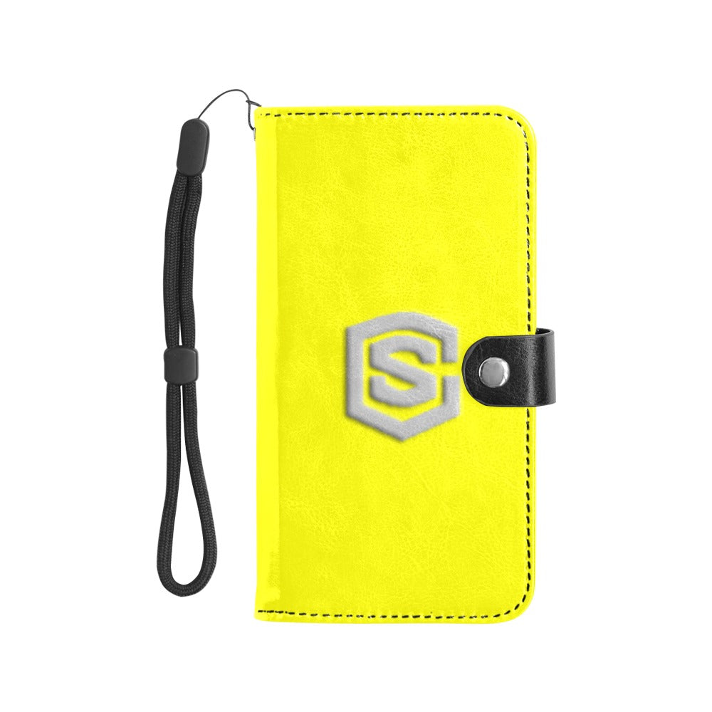 Yellow Flip Leather Purse for Mobile Phone(Model1703)(Large) with Silver Logo Flip Leather Purse for Mobile Phone(Model1703)(Large)