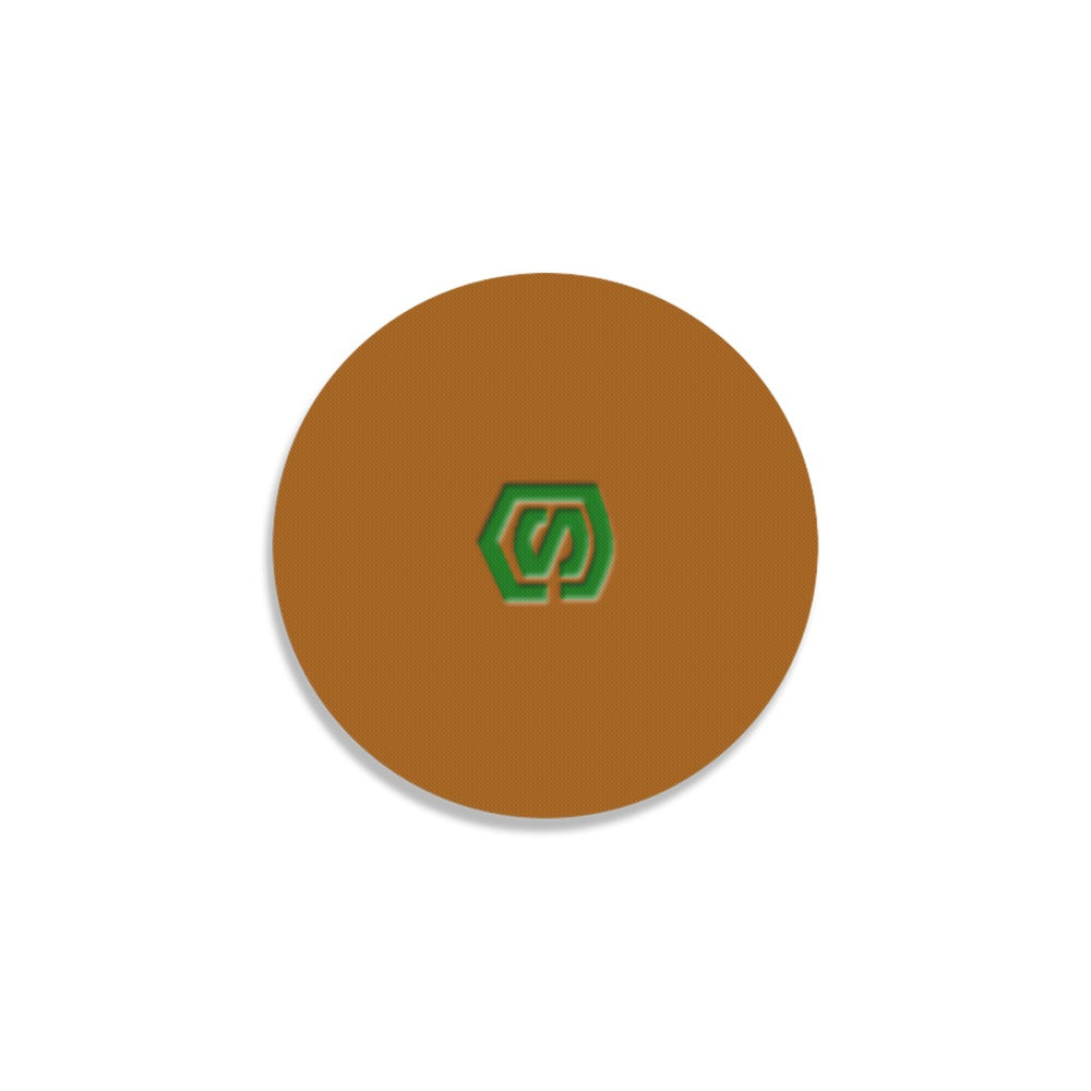 Brown Round Coaster with Green Logo Round Coaster