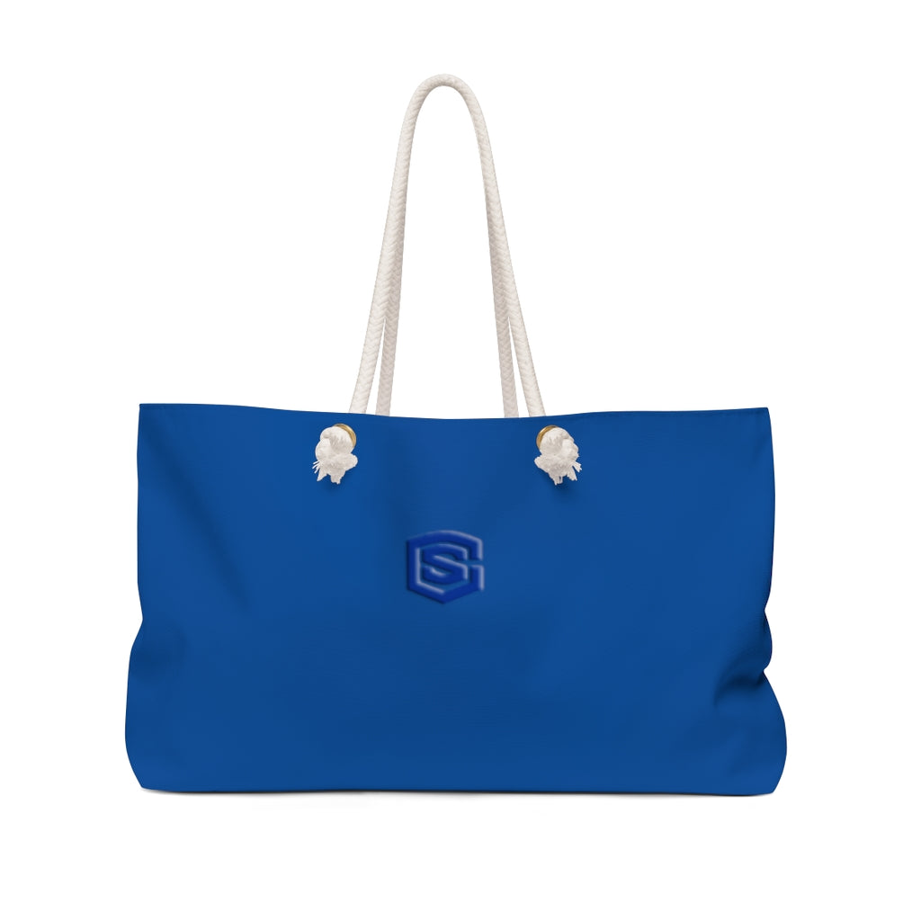 Blue Weekender Bag Red Logo