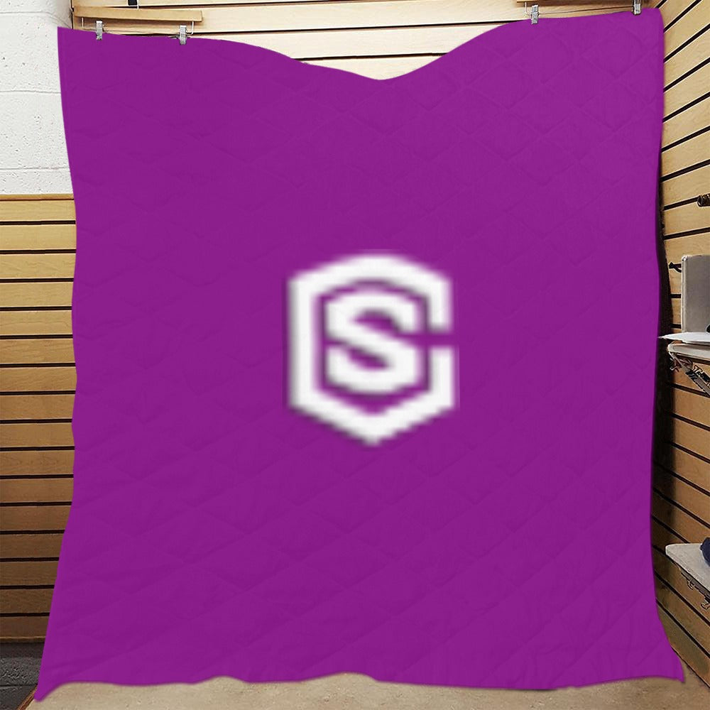 Purple Quilt with White Logo Custom Quilt 70" x 80"