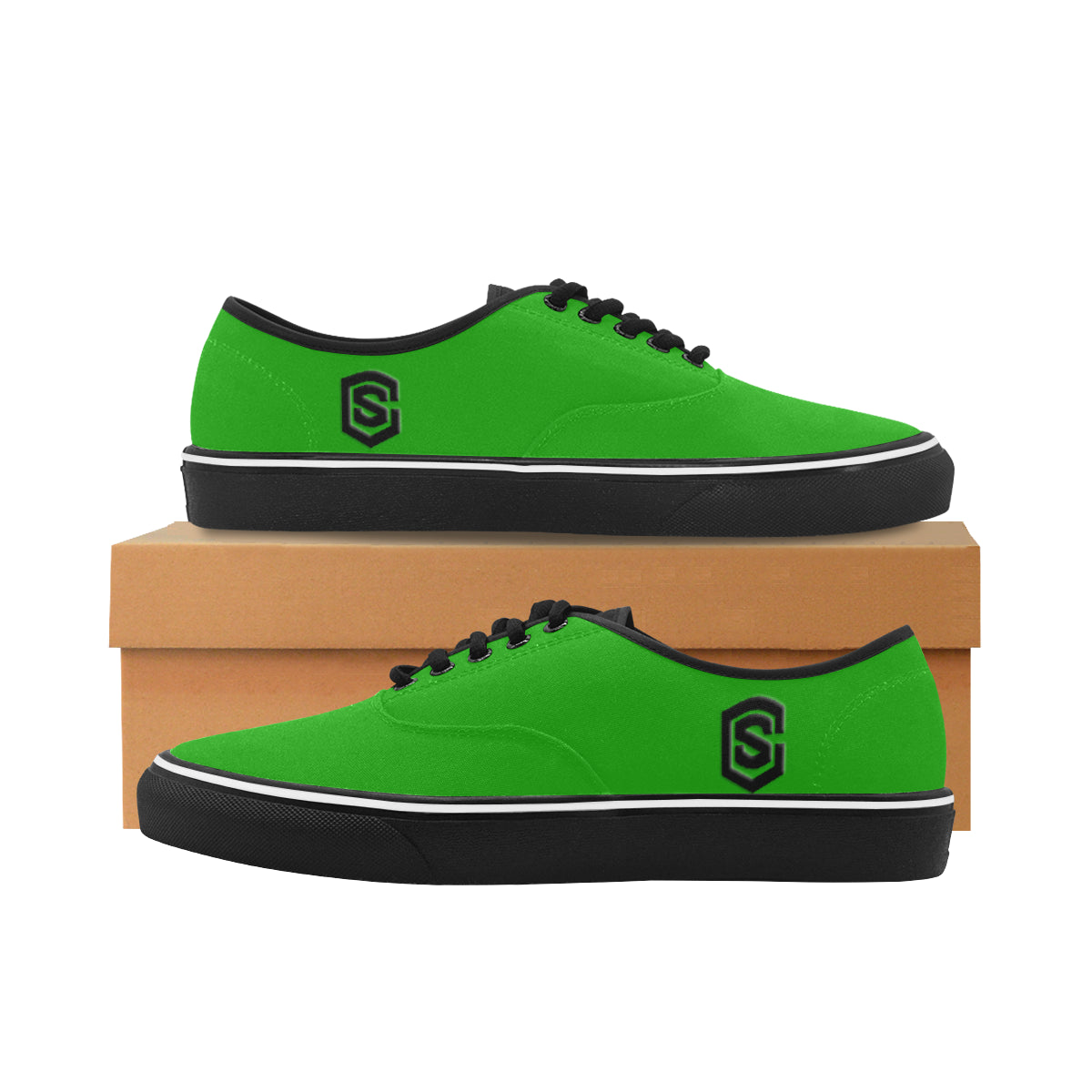 black logo Classic Men's Canvas Low Top Shoes/Large (Model E001-4)