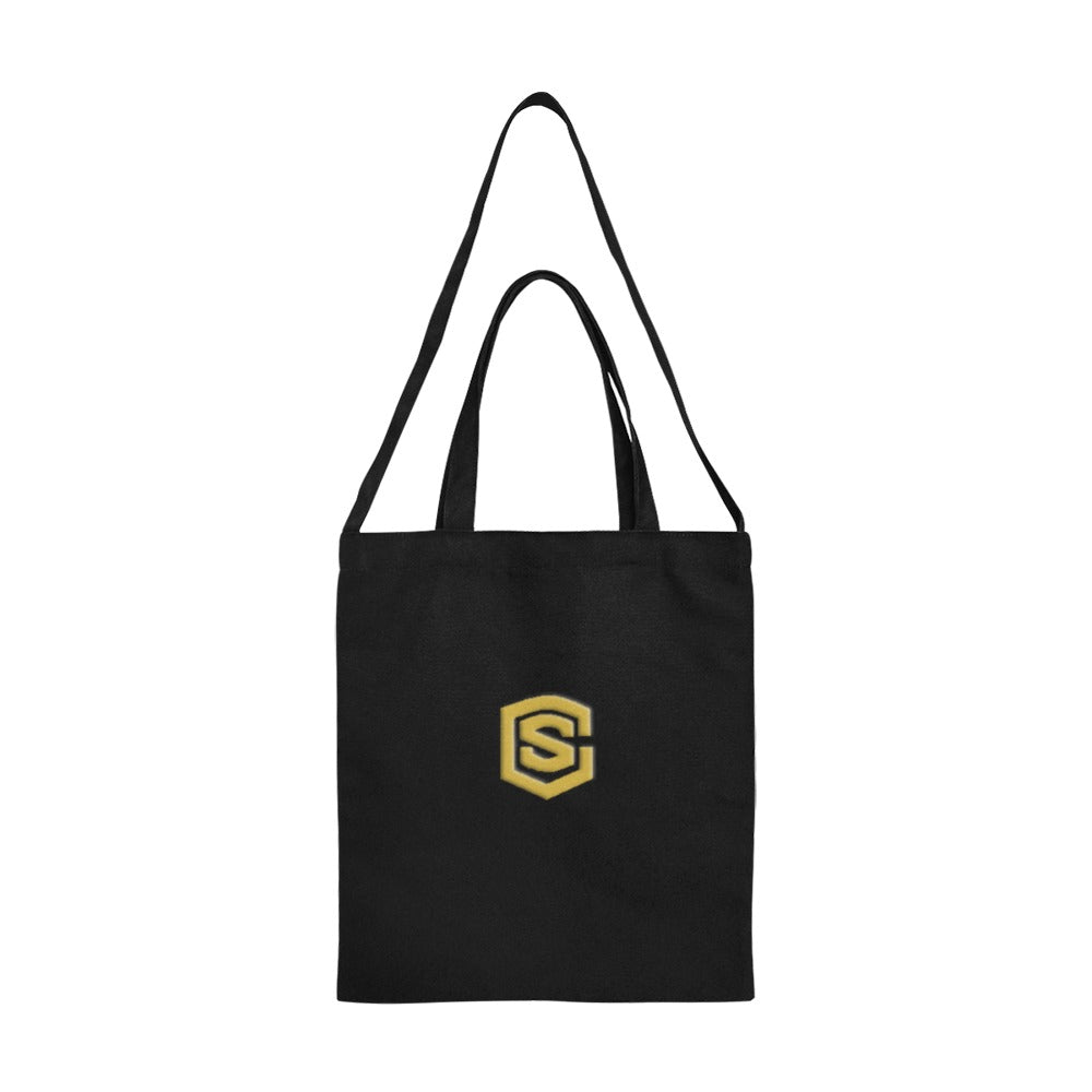 Black All Over Print Canvas Tote Bag With Gold Logo All Over Print Canvas Tote Bag(Model1698)(Medium)