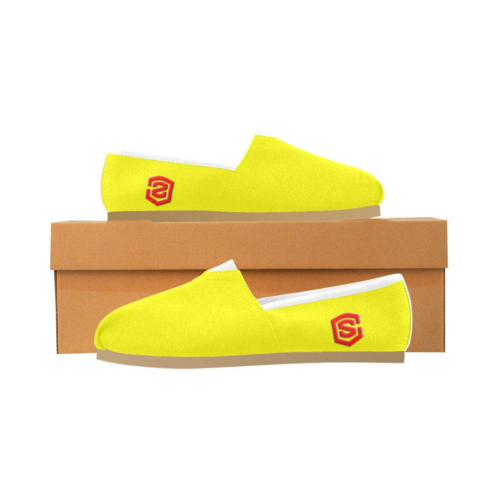YELLOW casual shoes for women WITH RED LOGO Casual Canvas Women's Shoes (Model 004) (Designs are mirrored)