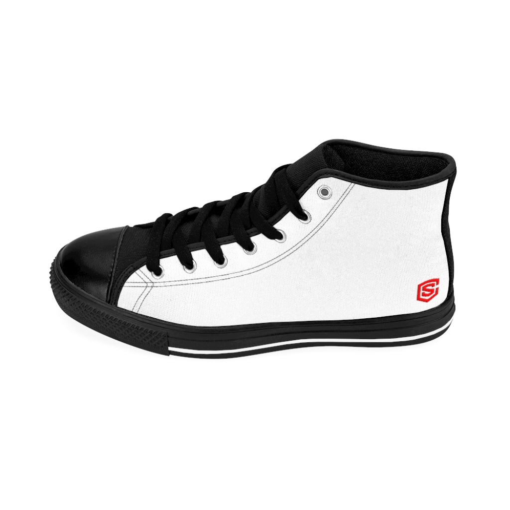 white Women's High-top Sneakers Red logo