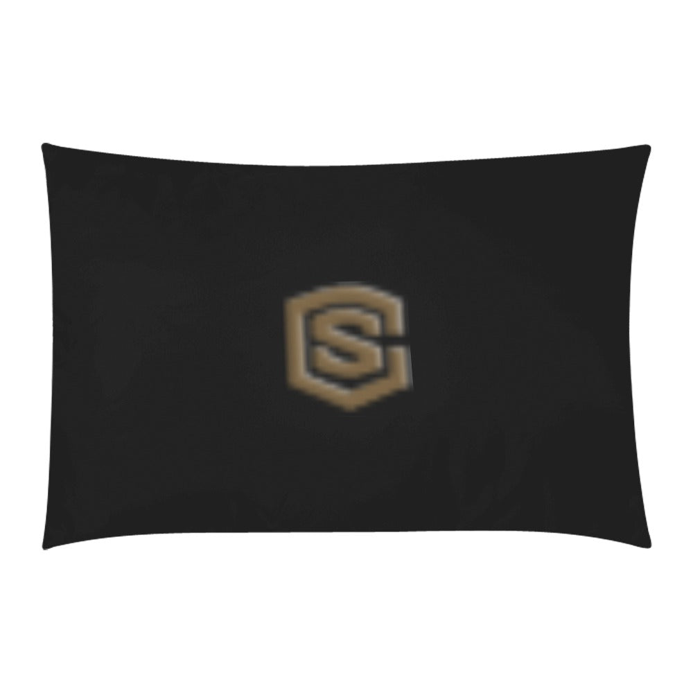 Black 3-Piece Bedding Set (1 Duvet Cover 86"x70"; 2 Pillowcases 20"x30")(One Side) wtih Brown Logo 3-Piece Bedding Set (1 Duvet Cover 86"x70"; 2 Pillowcases 20"x30")(One Side)