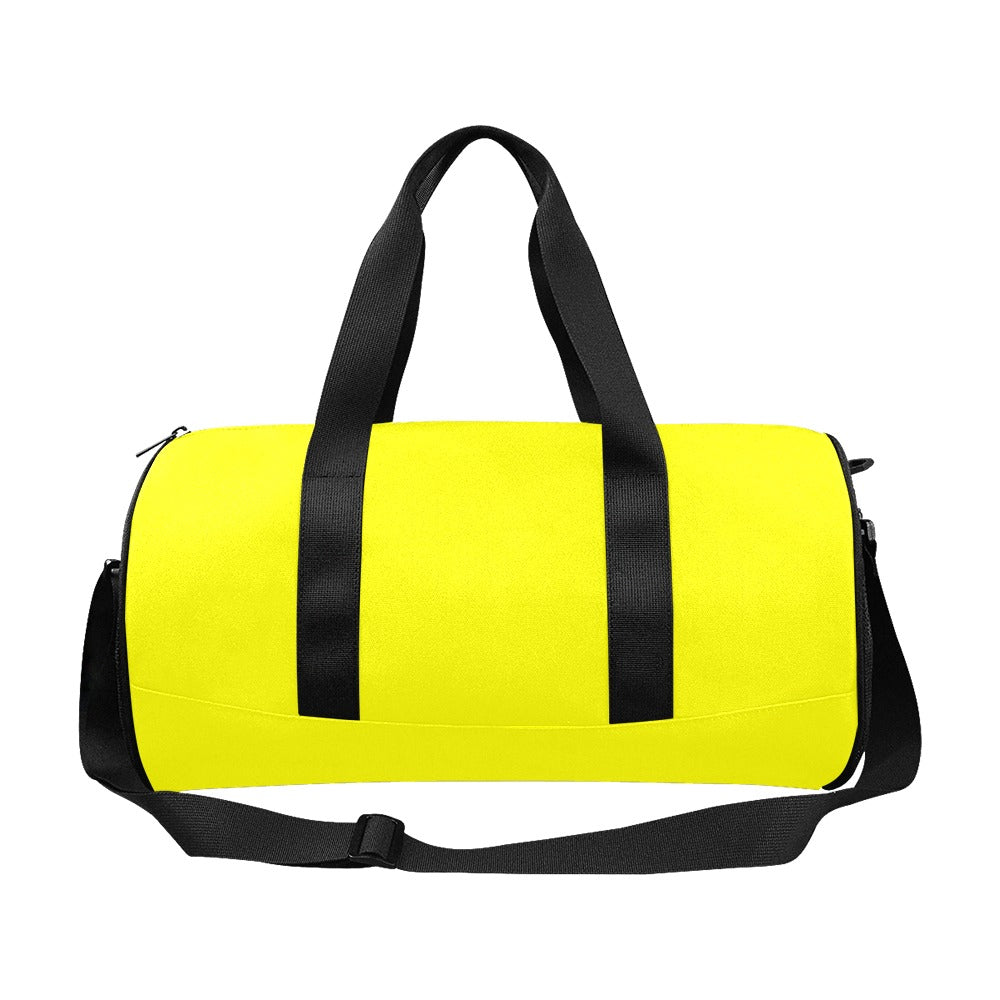 YELLOW TRAVEL BAG WITH BLUE LOGO Travel Duffel Bags (Model 1679)