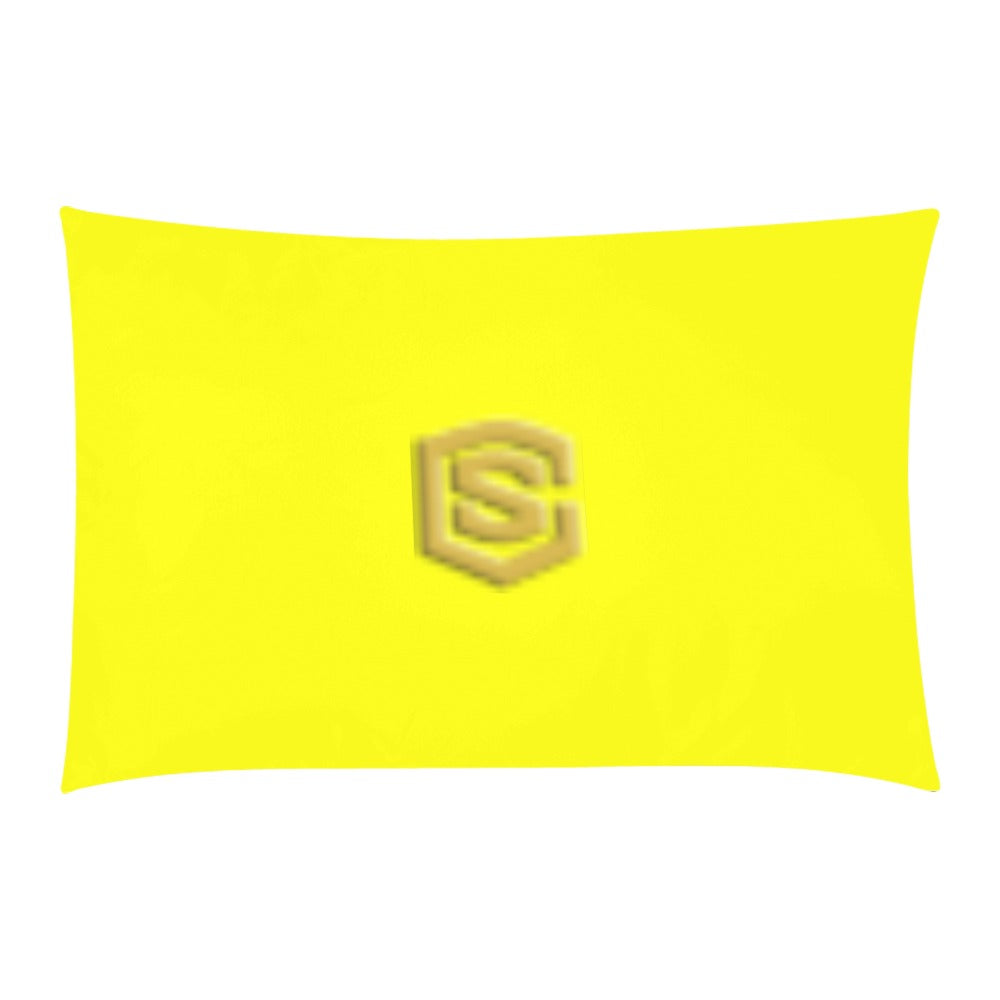 Yellow 3-Piece Bedding Set (1 Duvet Cover 86"x70"; 2 Pillowcases 20"x30")(One Side) wtih Gold Logo 3-Piece Bedding Set (1 Duvet Cover 86"x70"; 2 Pillowcases 20"x30")(One Side)