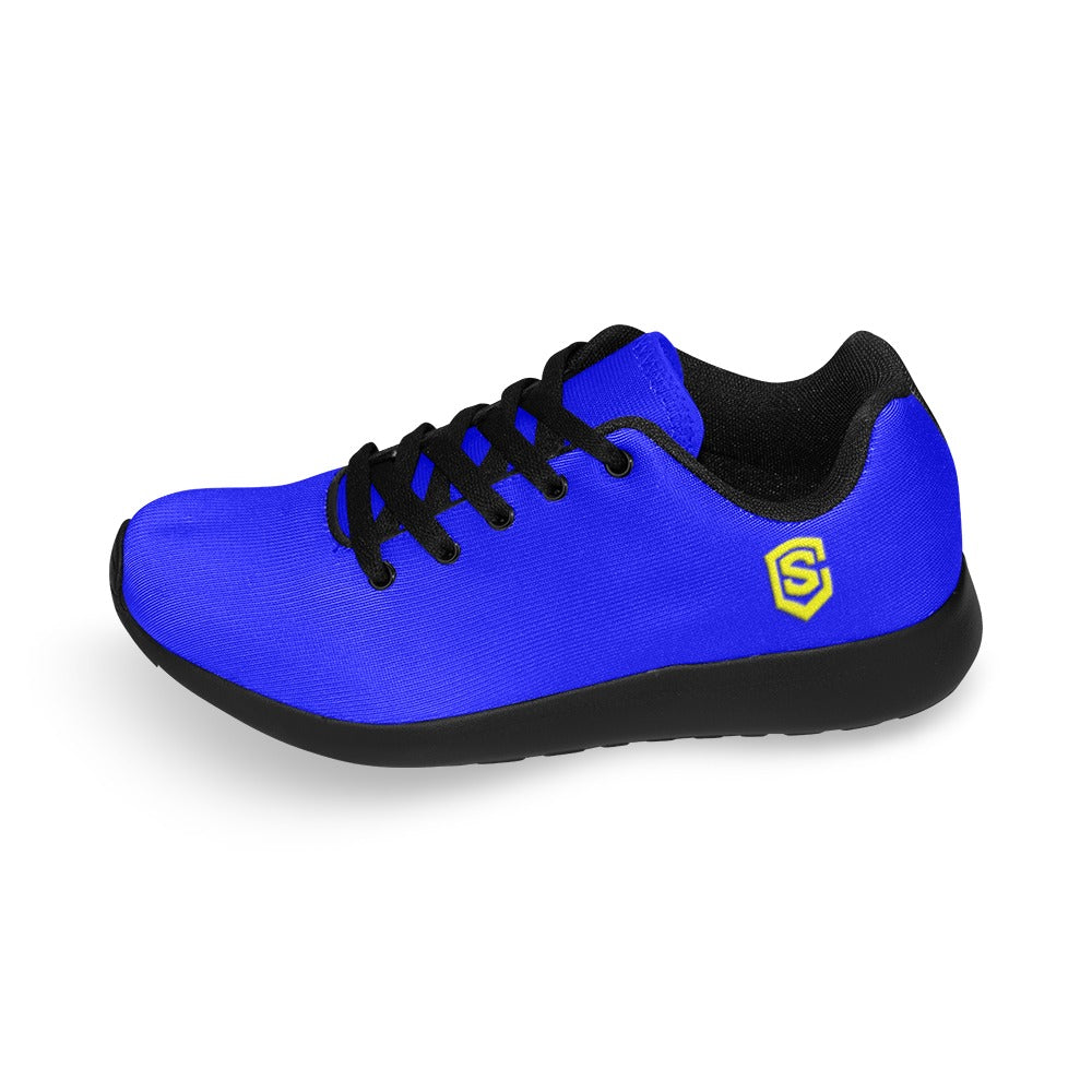 BLUE KID SNEAKER WITH YELLOW LOGO Kid's Sneakers (Little Kid / Big Kid) (Model020)
