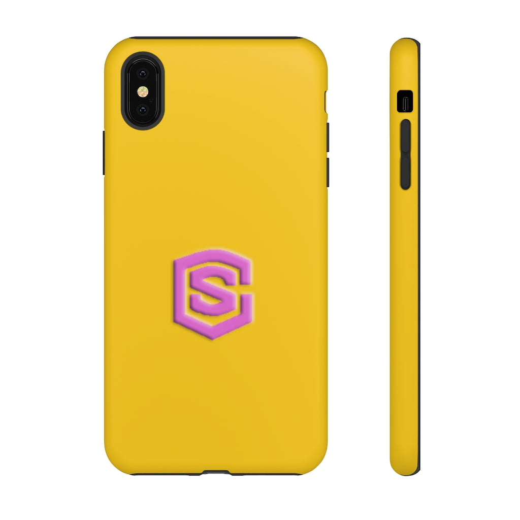 Yellow Tough Cases Pink Logo