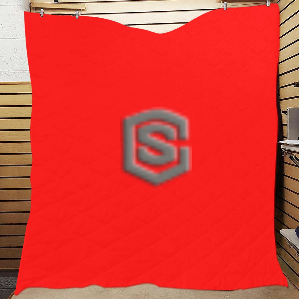 Red Quilt with Gray Logo Custom Quilt 70" x 80"