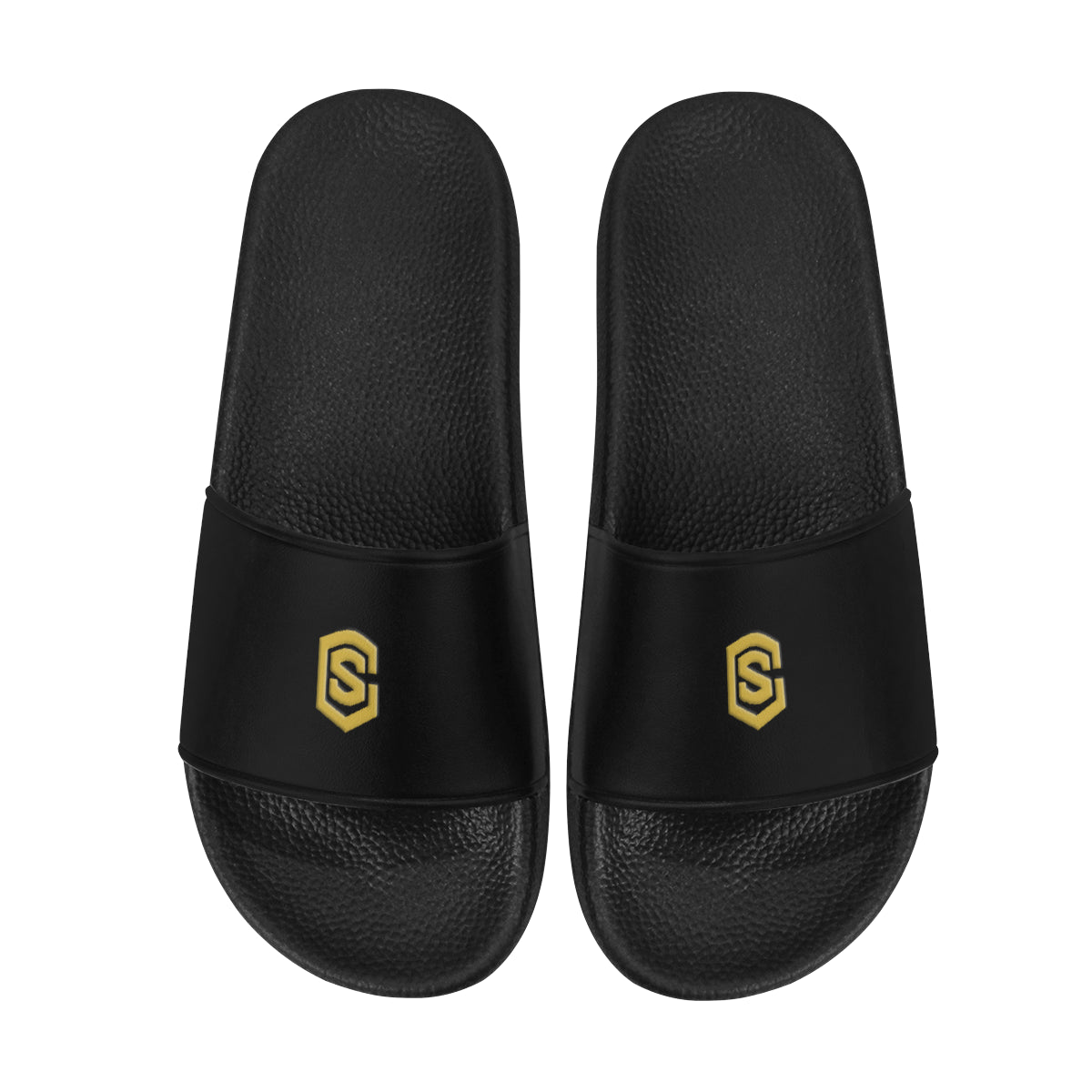 gold logo Men's Slide Sandals (Model 057)