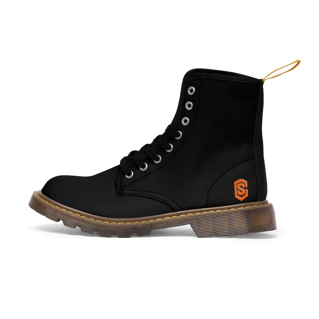 Black Men's Canvas Boots Orange Logo